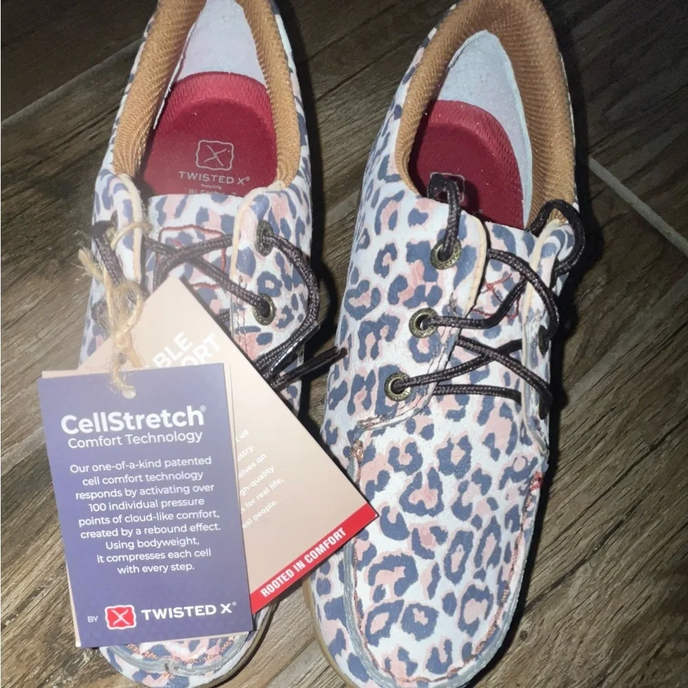 NWT Twisted X Boat Shoe Driving Moc - Leopard Cheetah print - Picture 2 of 6